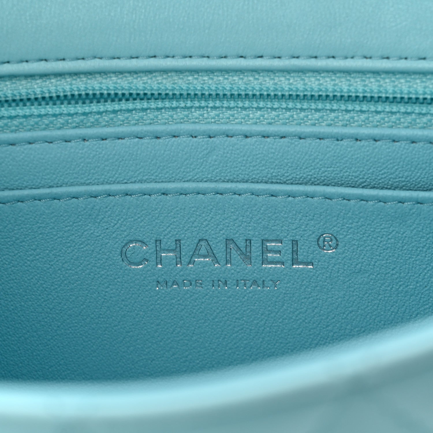 Chanel Lambskin Quilted Mini Rectangular Flap Neon Blue 6 of 11