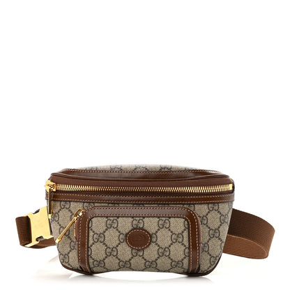 Gucci GG Supreme Monogram Textured Calfskin Retro Interlocking G Belt Bag Beige Ebony Brown Sugar 1 of 11