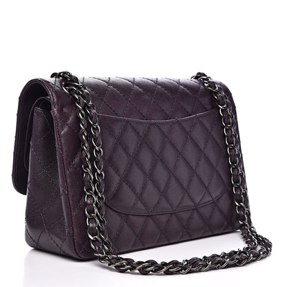 Chanel Caviar Quilted Jumbo Double Flap Dark Purple 3 of 17
