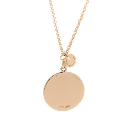 Hermes 18K Rose Gold Diamond MM Ex-Libris Pendant Necklace 4 of 4