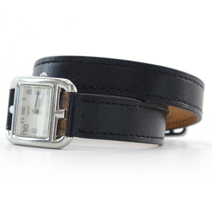 Hermes Stainless Steel Barenia 23mm Cape Cod Double Tour Quartz Watch Noir 4 of 8