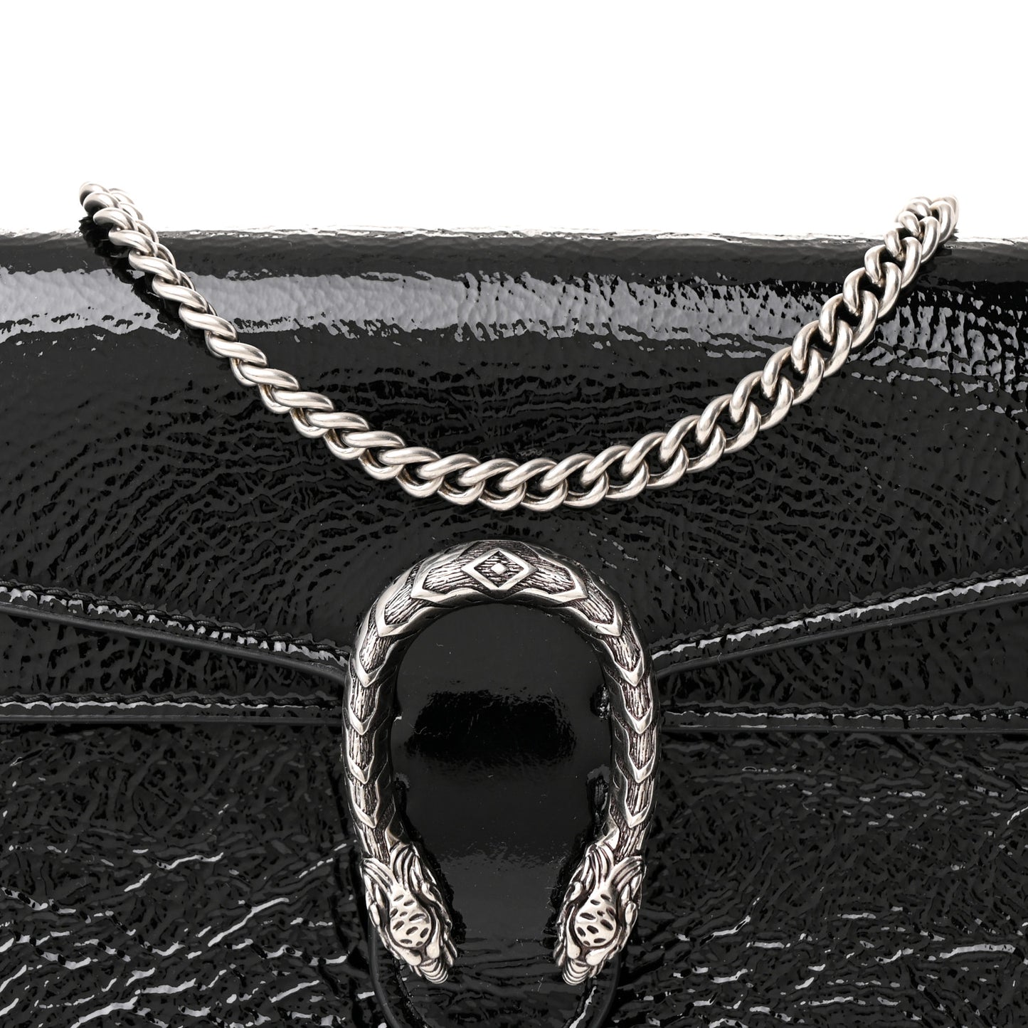 Crinkled Patent Super Mini Dionysus Shoulder Bag Black