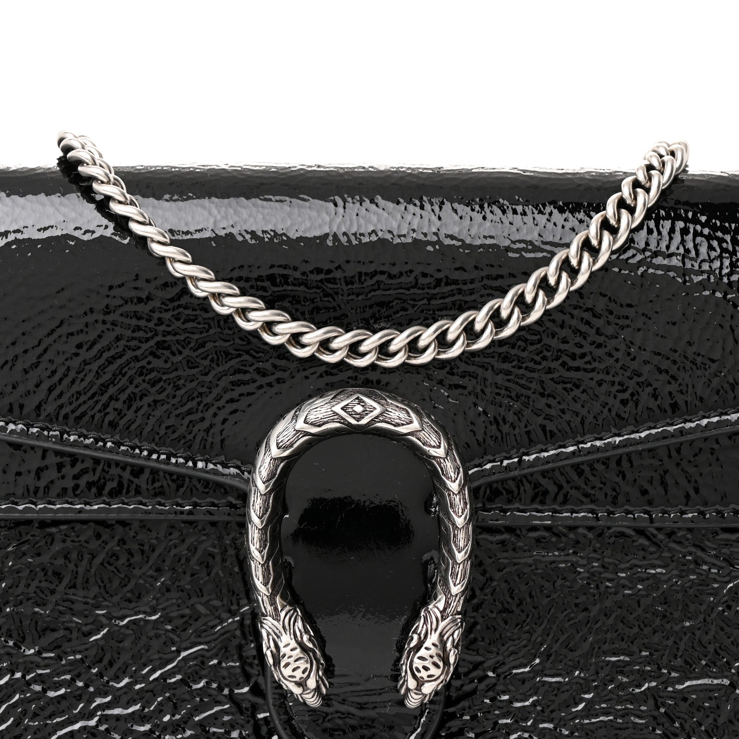 Gucci Crinkled Patent Super Mini Dionysus Shoulder Bag Black 8 of 11