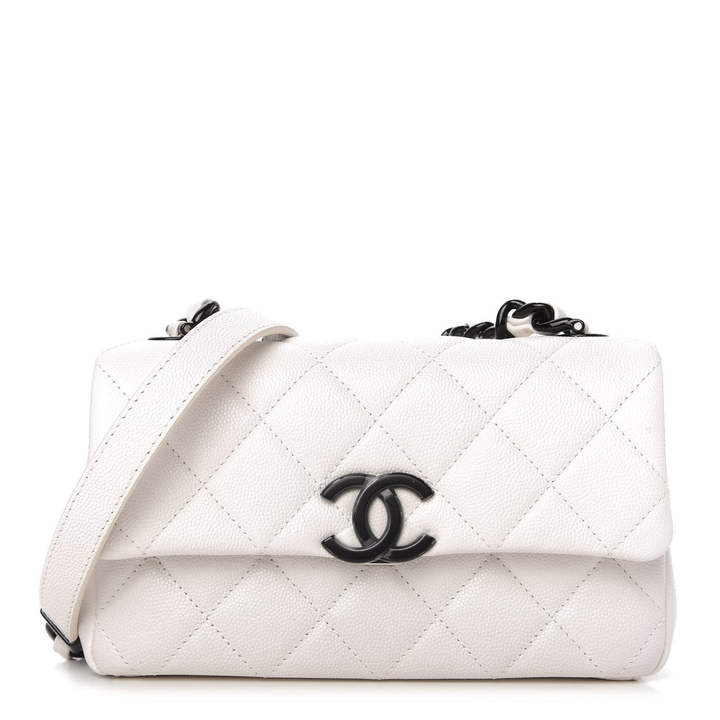 Caviar Quilted My Everything Small Flap White Black