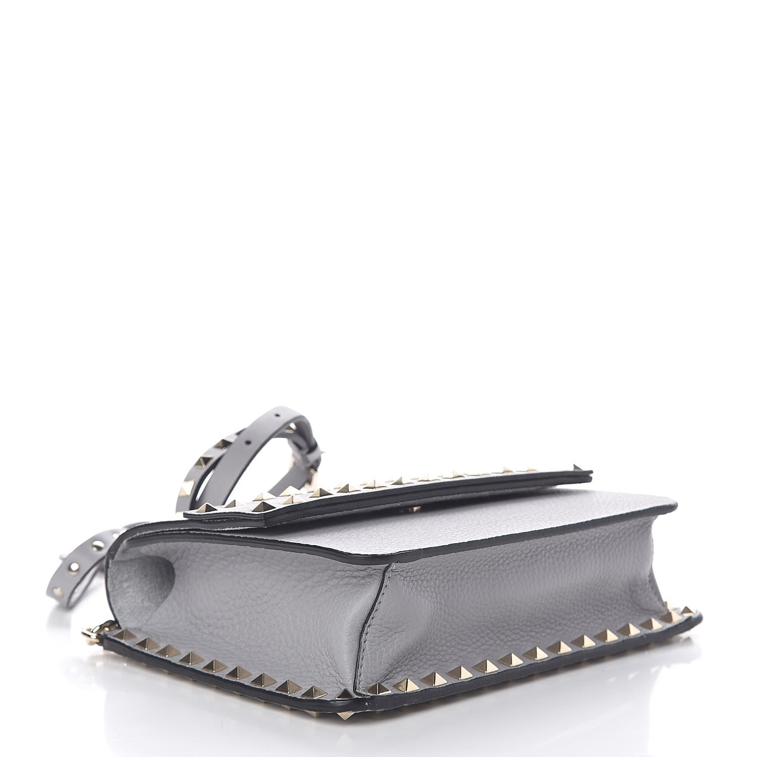 Valentino Garavani Pebbled Calfskin Rockstud Side Slip Crossbody Pastel Grey 4 of 10