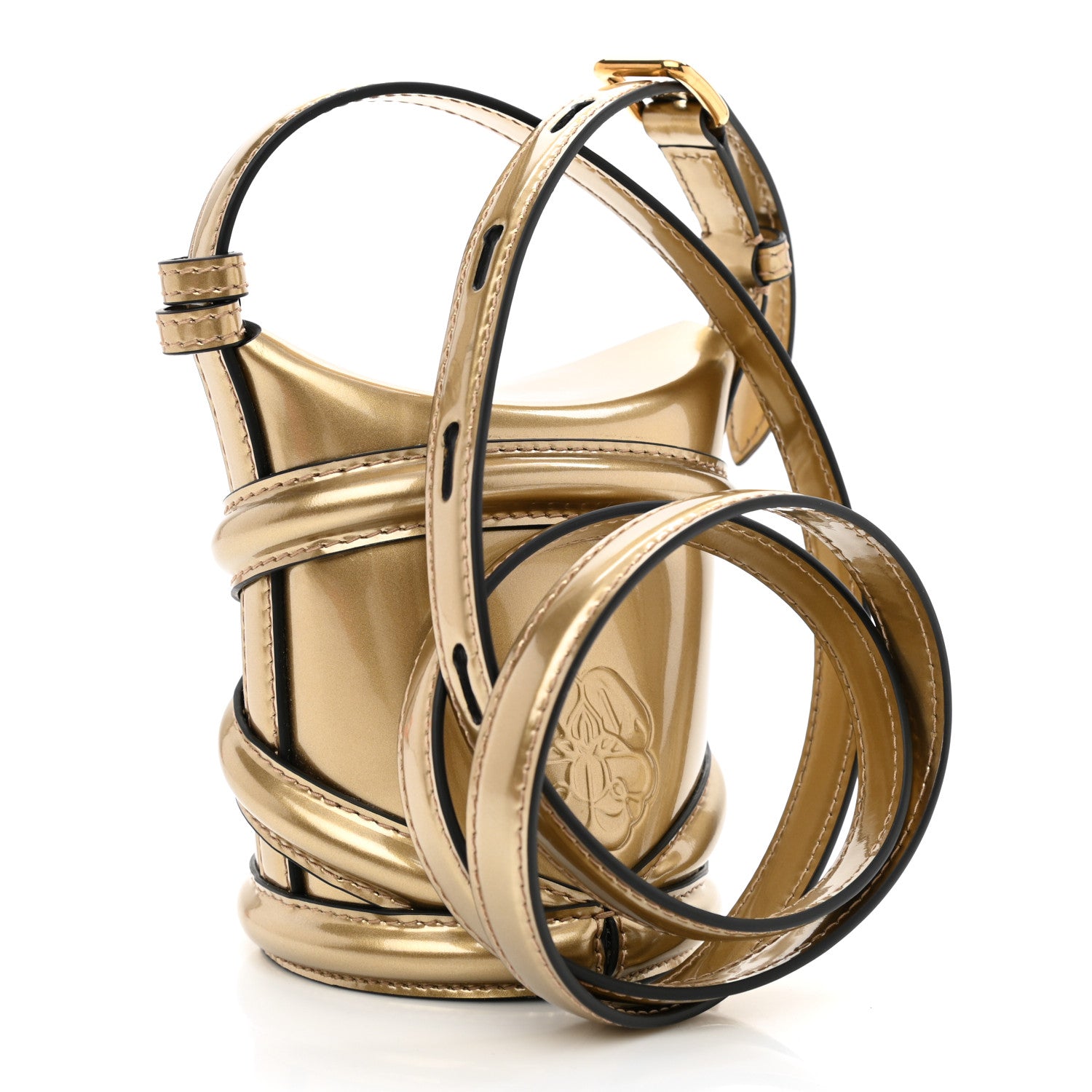 Alexander McQueen Metallic Calfskin The Curve Mini Shoulder Bag Gold 2 of 7