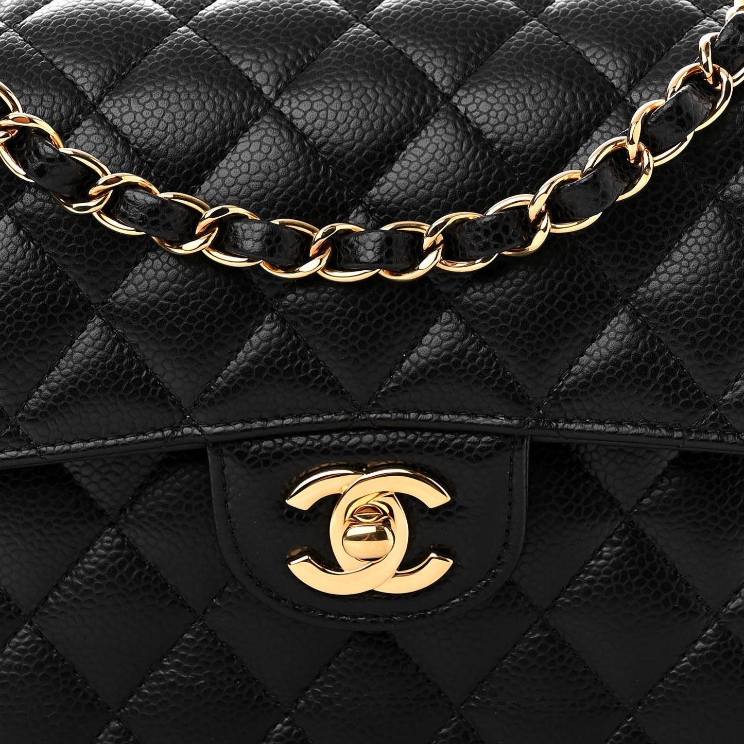 Caviar Quilted Small Double Flap Black