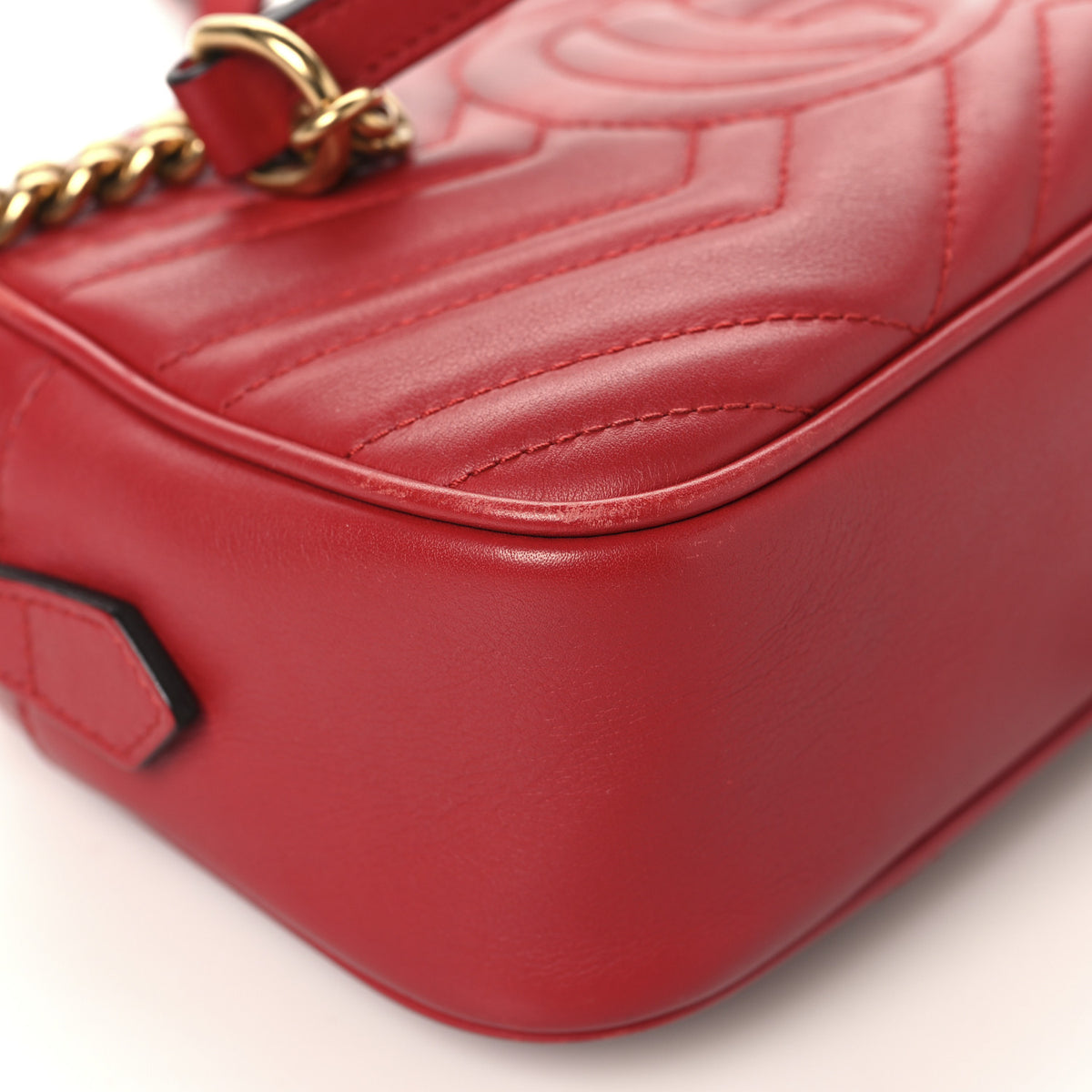 Gucci Calfskin Matelasse Small GG Marmont Chain Shoulder Bag Hibiscus Red 11 of 13