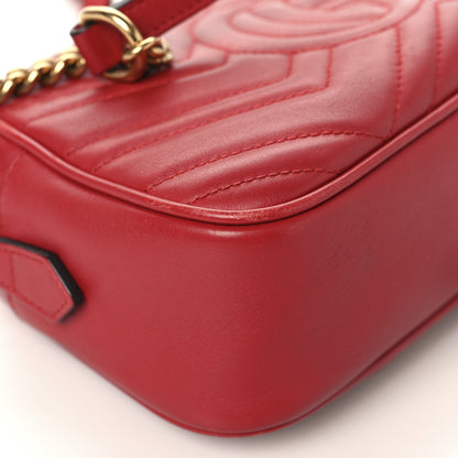 Gucci Calfskin Matelasse Small GG Marmont Chain Shoulder Bag Hibiscus Red 11 of 13