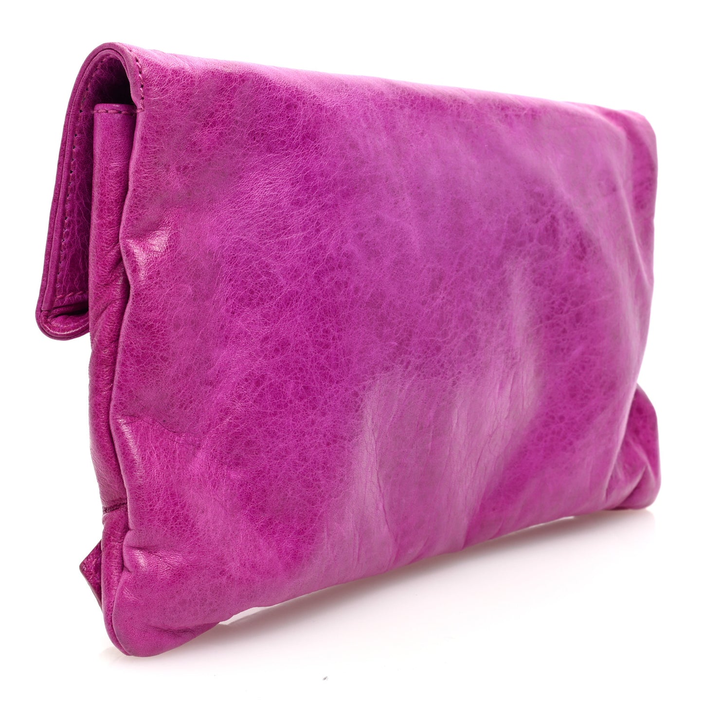 Agneau Giant 21 Silver Hardware Envelope Clutch Cyclamen