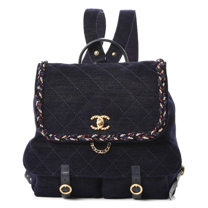 Chanel Wool Velvet Parisian Stroll Backpack Navy 1 of 7