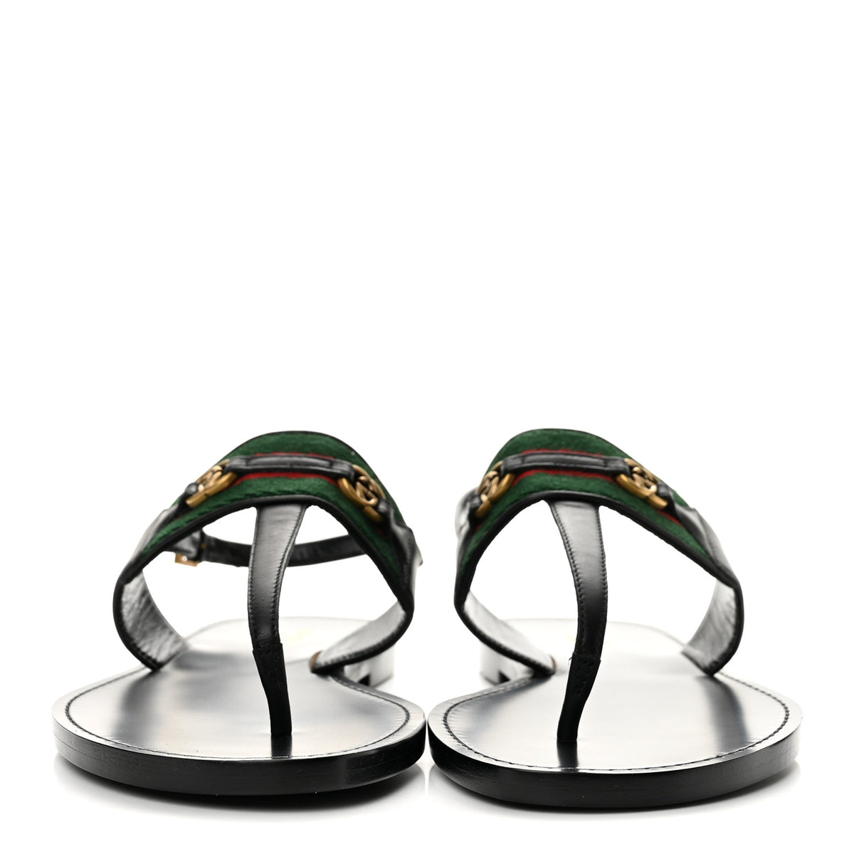 Jakarta Lifford Calfskin Web Interlocking G Thong Sandals 37.5 Black