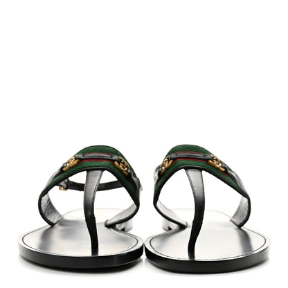 Gucci Jakarta Lifford Calfskin Web Interlocking G Thong Sandals 37.5 Black 3 of 9