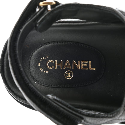 Chanel Grained Calfskin Velcro Dad Sandals 38 Black 7 of 9