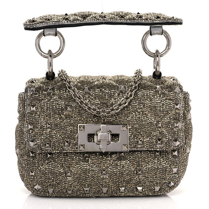 Valentino Garavani Beaded Micro Rockstud Spike It Shoulder Bag Silver 1 of 14