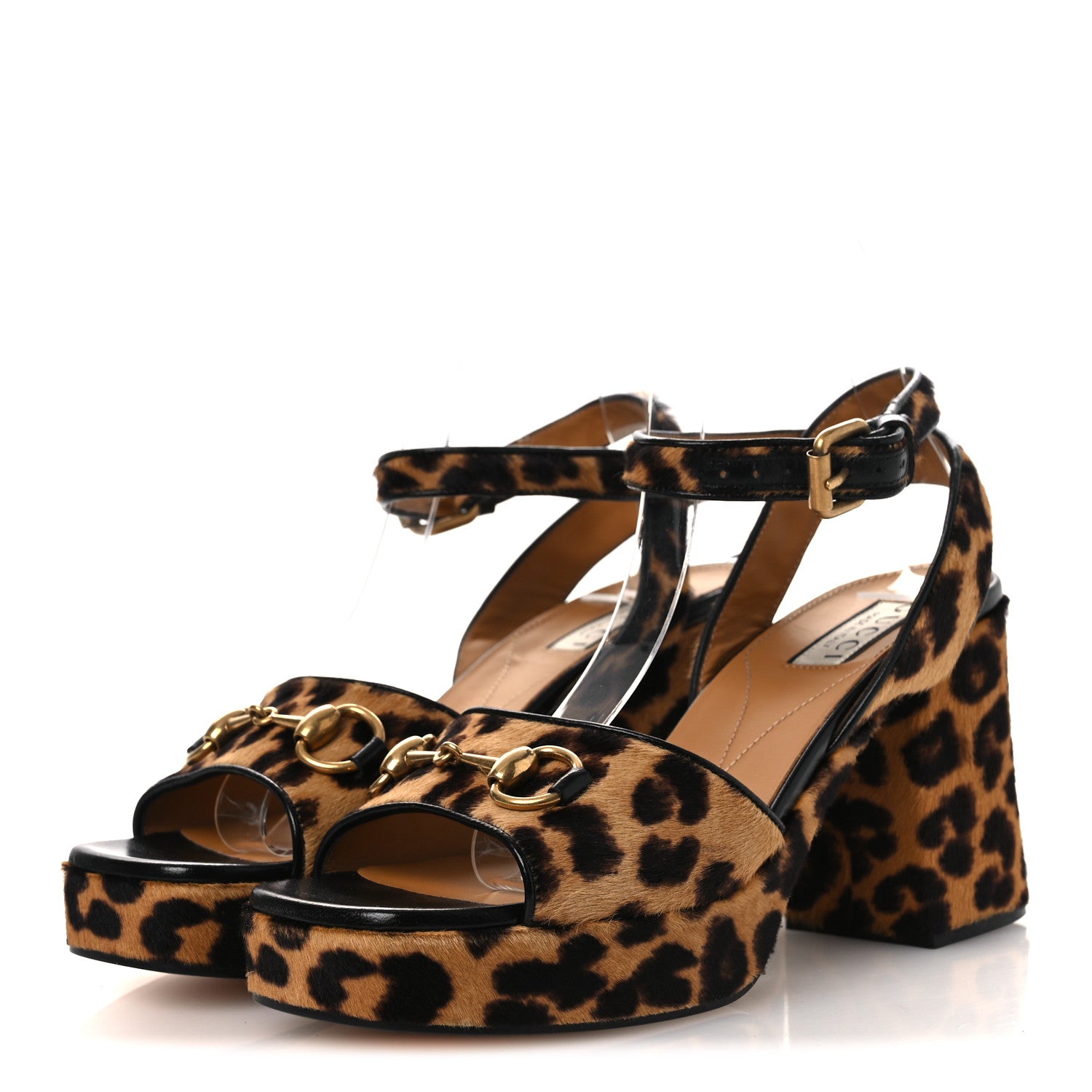 Gucci Calf Hair Leopard Print Horsebit 25/60mm Platform Sandals 38.5 Hazelnut Black 4 of 11