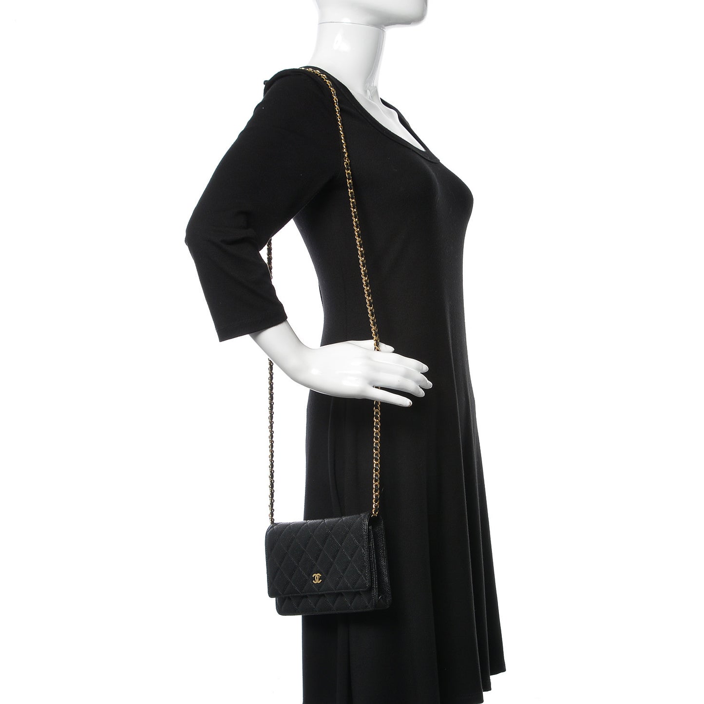 Caviar Quilted Wallet On Chain WOC Black