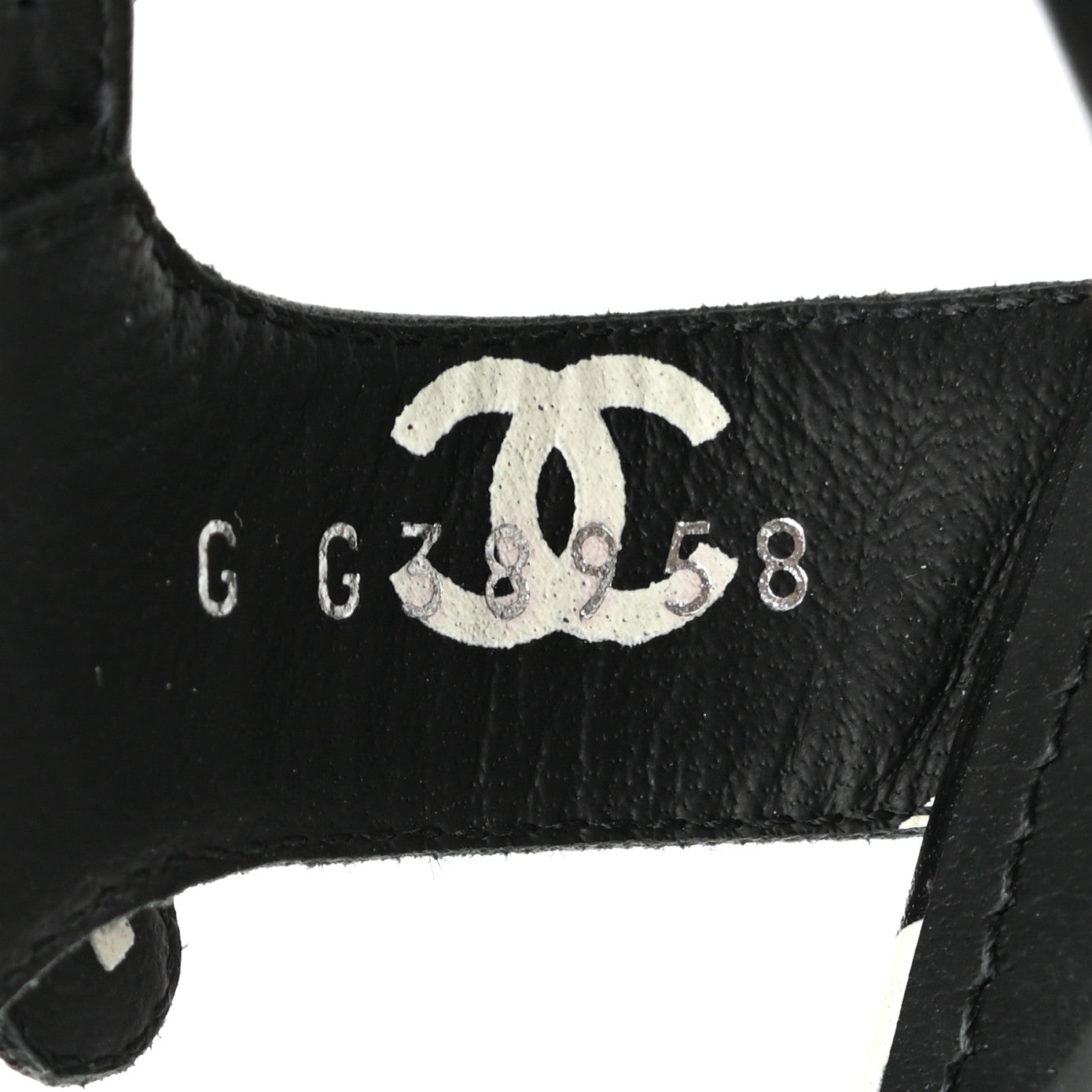 Printed Lambskin CC Platform Sandals 39 Black White