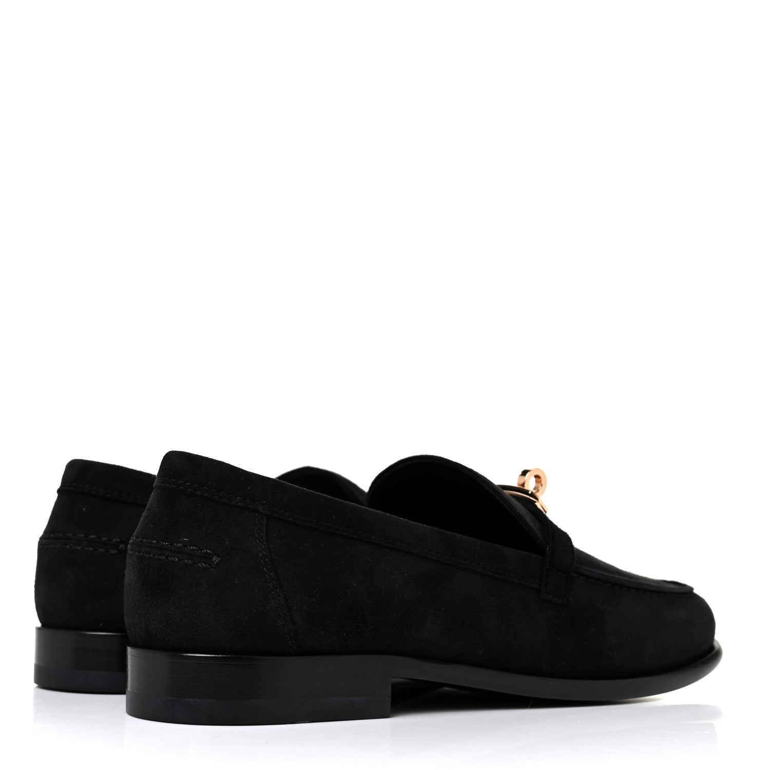 Hermes Suede Goatskin Womens Destin Loafer 37 Black 4 of 8