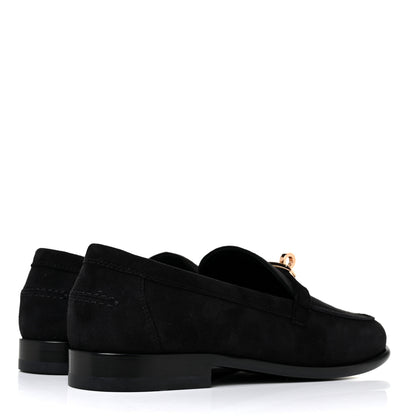 Hermes Suede Goatskin Womens Destin Loafer 37 Black 4 of 8