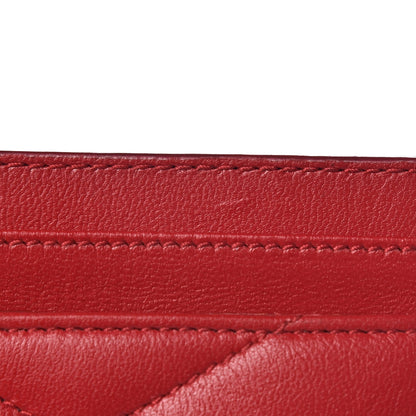 Saint Laurent Calfskin Y Quilted Monogram LouLou Credit Card Case Red 9 of 10