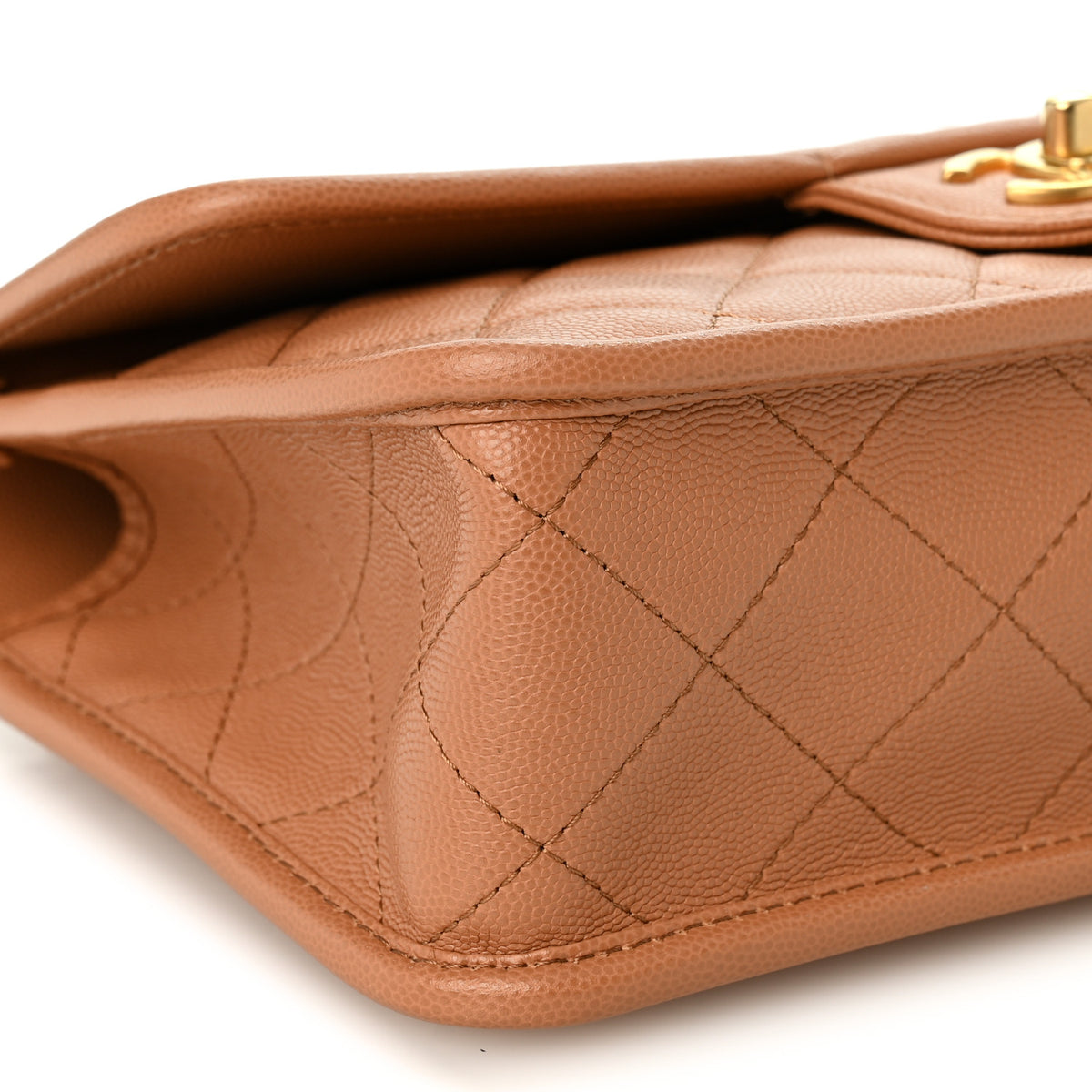 Caviar Quilted School Memory Top Handle Flap Brown