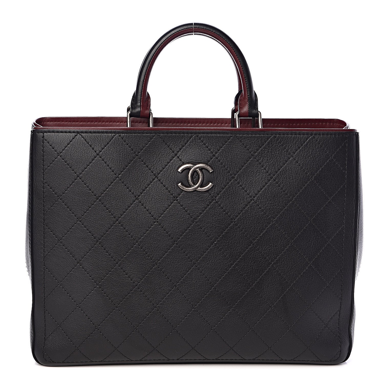Chanel Bullskin Stitched Bi-Color Large Shopping Tote Black 1 of 10