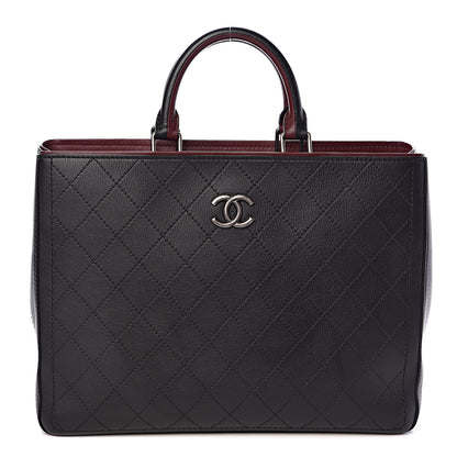 Chanel Bullskin Stitched Bi-Color Large Shopping Tote Black 1 of 10