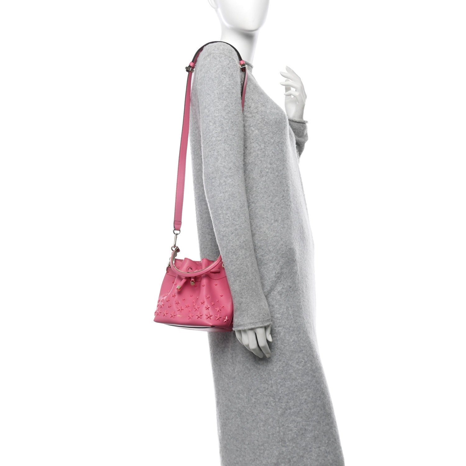 Jimmy Choo Calfskin Star Studded Bon Bon Bucket Bag Candy Pink 2 of 12