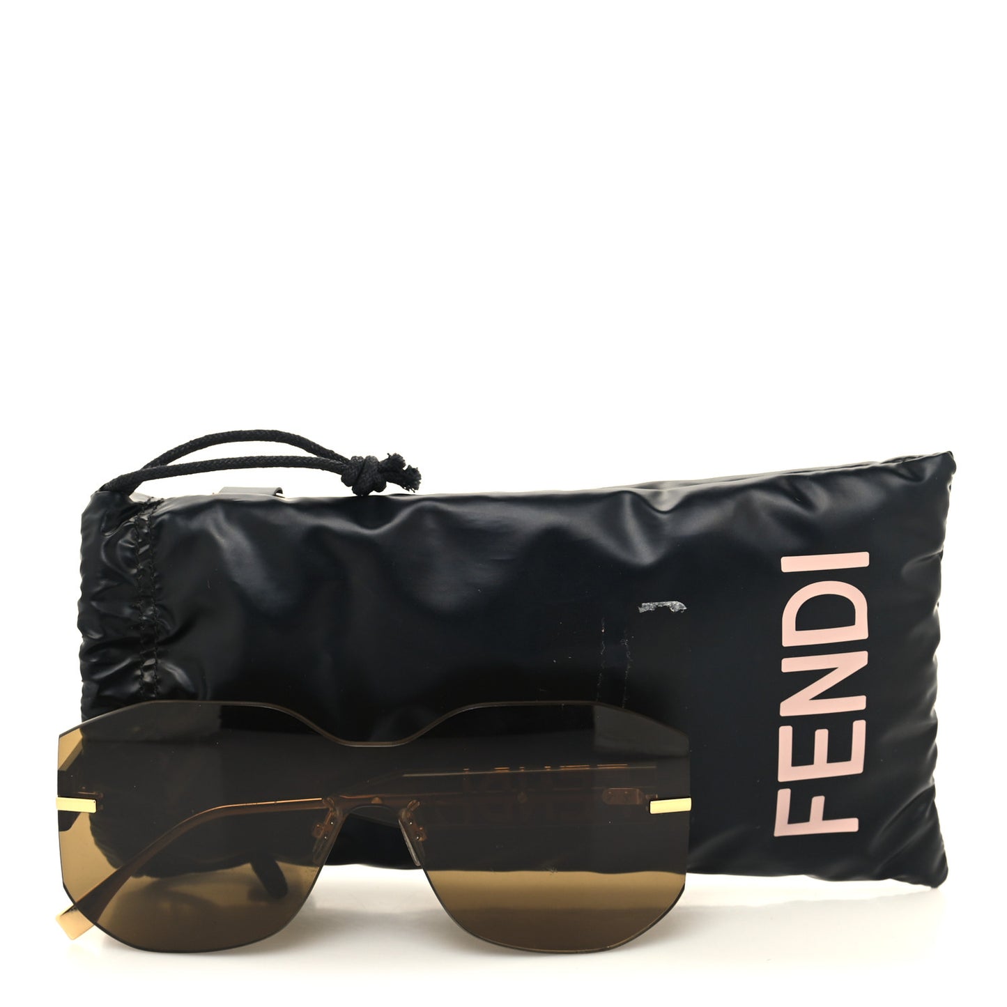 Acetate Metal Fendigraphy Shield Sunglasses FE 40067U Brown Gold