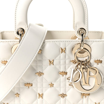 Christian Dior Lambskin Cannage Butterfly Studs Small Lady Dior White 6 of 8