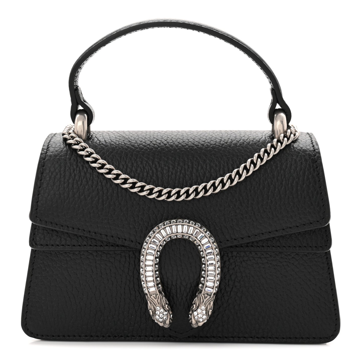 Dollar Calfskin Crystal Mini Dionysus Top Handle Bag Black Crystal
