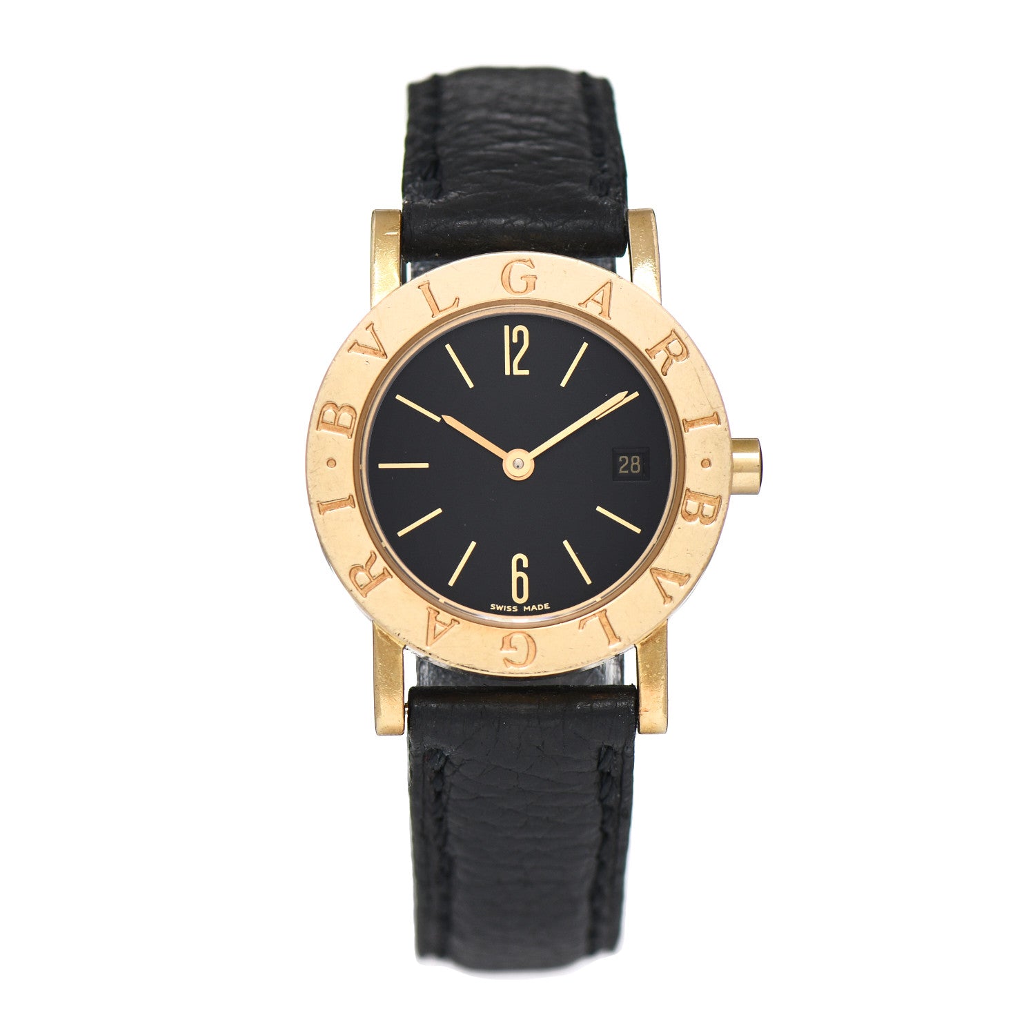 Bulgari 18K Yellow Gold Calfskin 26mm B.Zero1 Quartz Watch Black 1 of 7