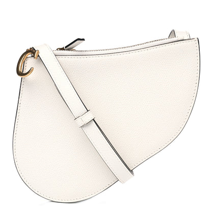 Christian Dior Grained Calfskin Saddle Pouch With Strap White 1 of 4