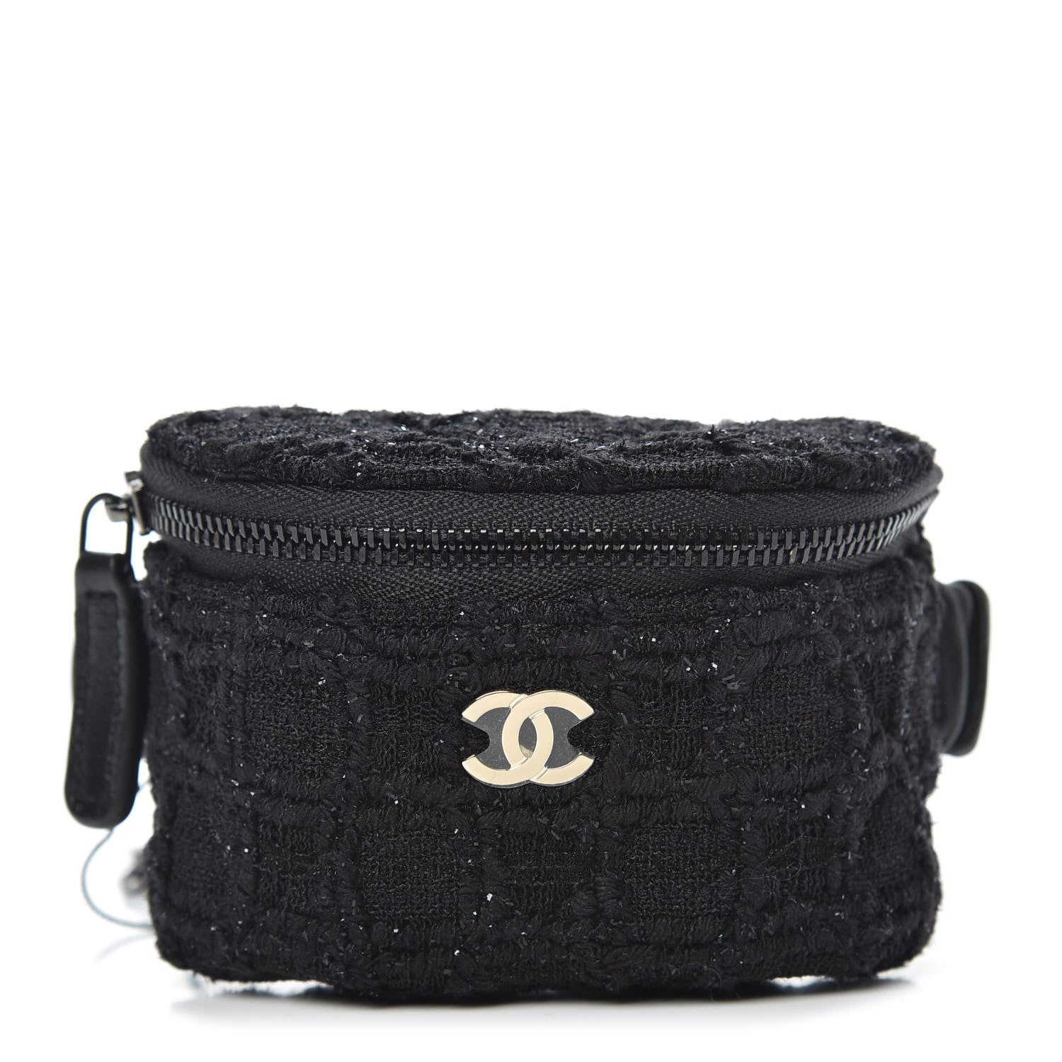 Chanel Tweed Lambskin Quilted Arm Coin Purse Black 1 of 7