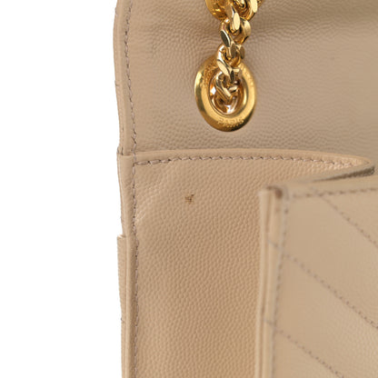 Saint Laurent Grain De Poudre Matelasse Chevron Large Monogram Satchel Nude Powder 15 of 15