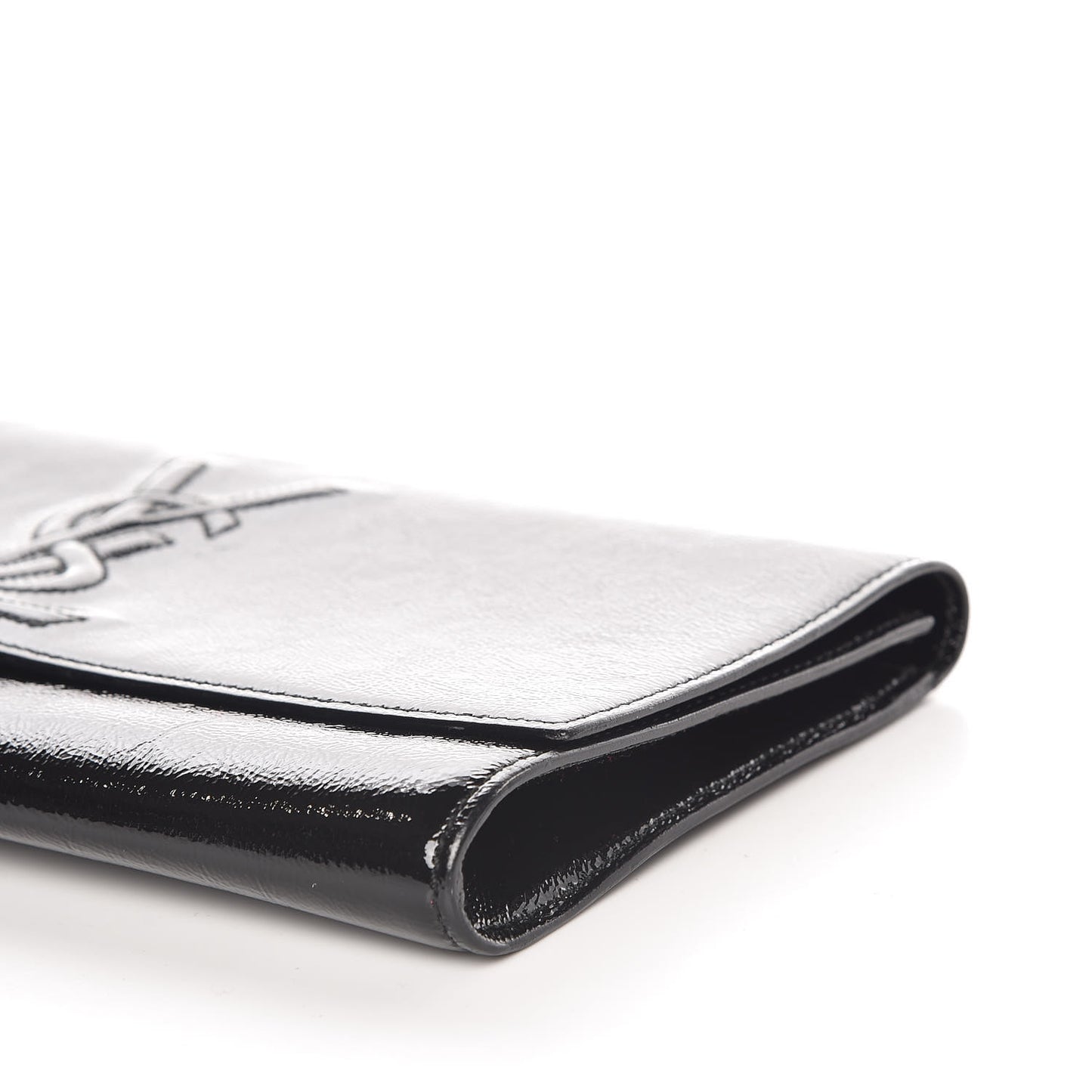 Textured Patent Monogram Large Belle De Jour Clutch Black