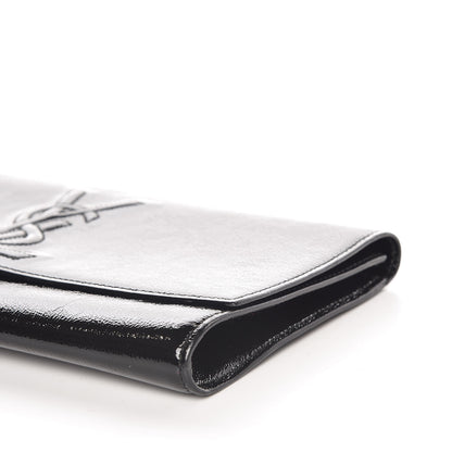 Saint Laurent Textured Patent Monogram Large Belle De Jour Clutch Black 6 of 10
