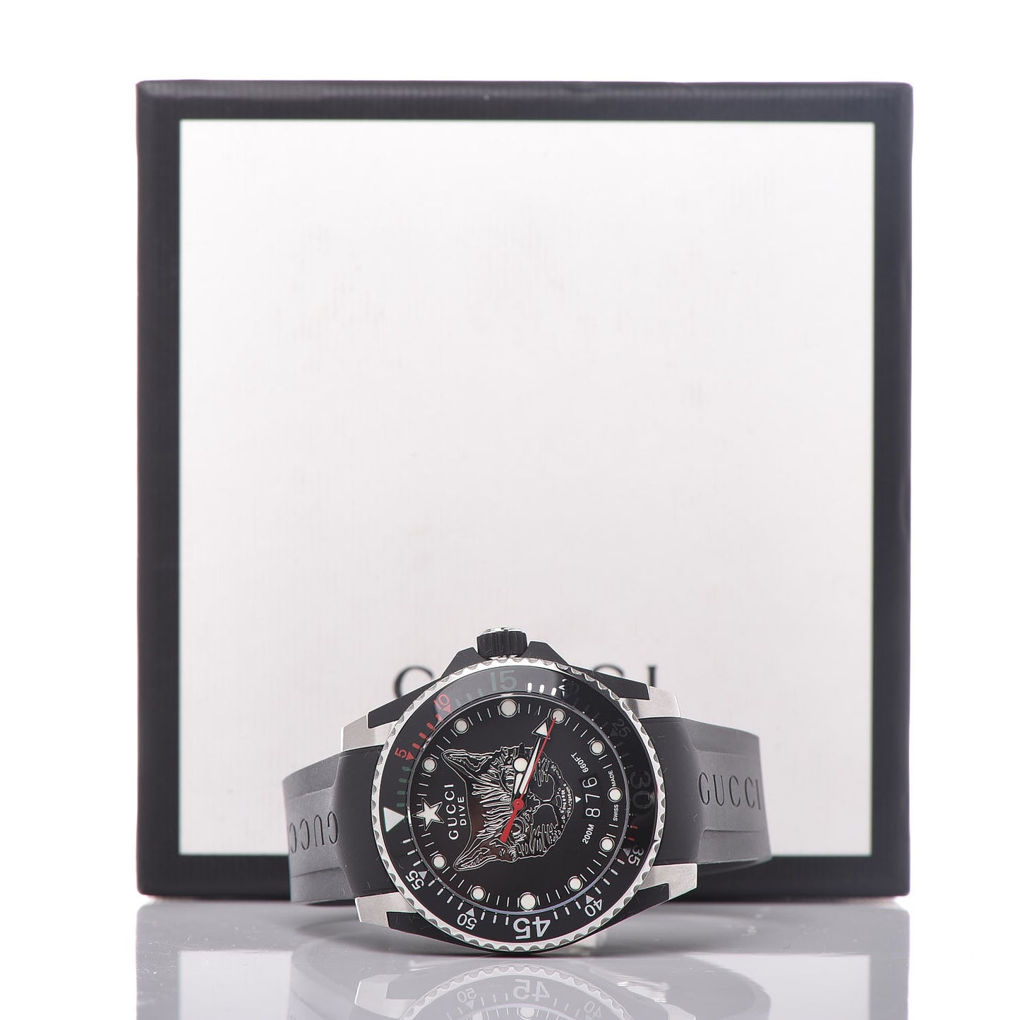 Stainless Steel Rubber 40mm Dive Feline Quartz Watch Black