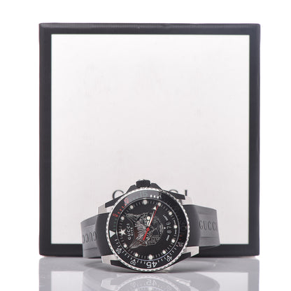 Gucci Stainless Steel Rubber 40mm Dive Feline Quartz Watch Black 8 of 8
