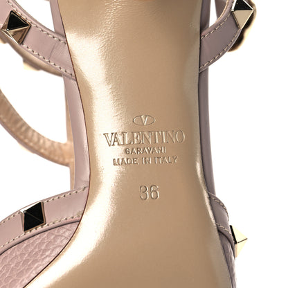 Valentino Garavani Pebbled Calfskin Rockstud Ankle Strap 65mm Pumps 36 Poudre 6 of 10