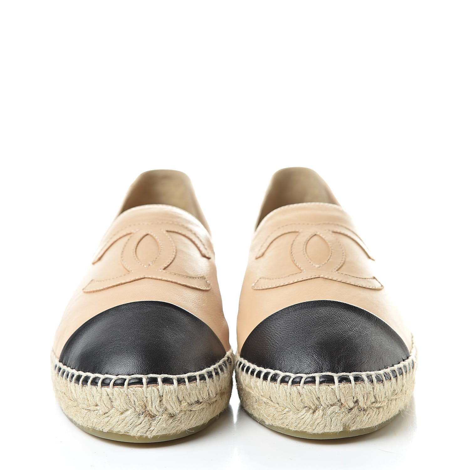 Chanel Lambskin CC Espadrilles 40 Beige Black 2 of 10