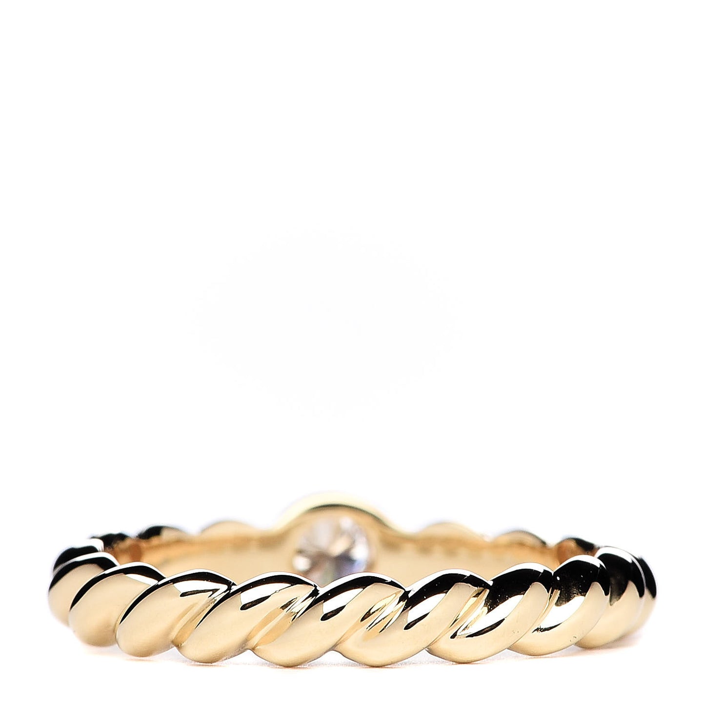 18K Yellow Gold Diamond Twist Solitaire Ring 52 6