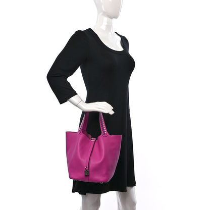 Hermes Epsom Tressage De Cuir Picotin Lock 22 MM Magnolia Bleu Saphir Craie 2 of 8