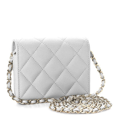 Chanel Caviar Quilted Flap Card Holder On Chain Grey 3 of 9