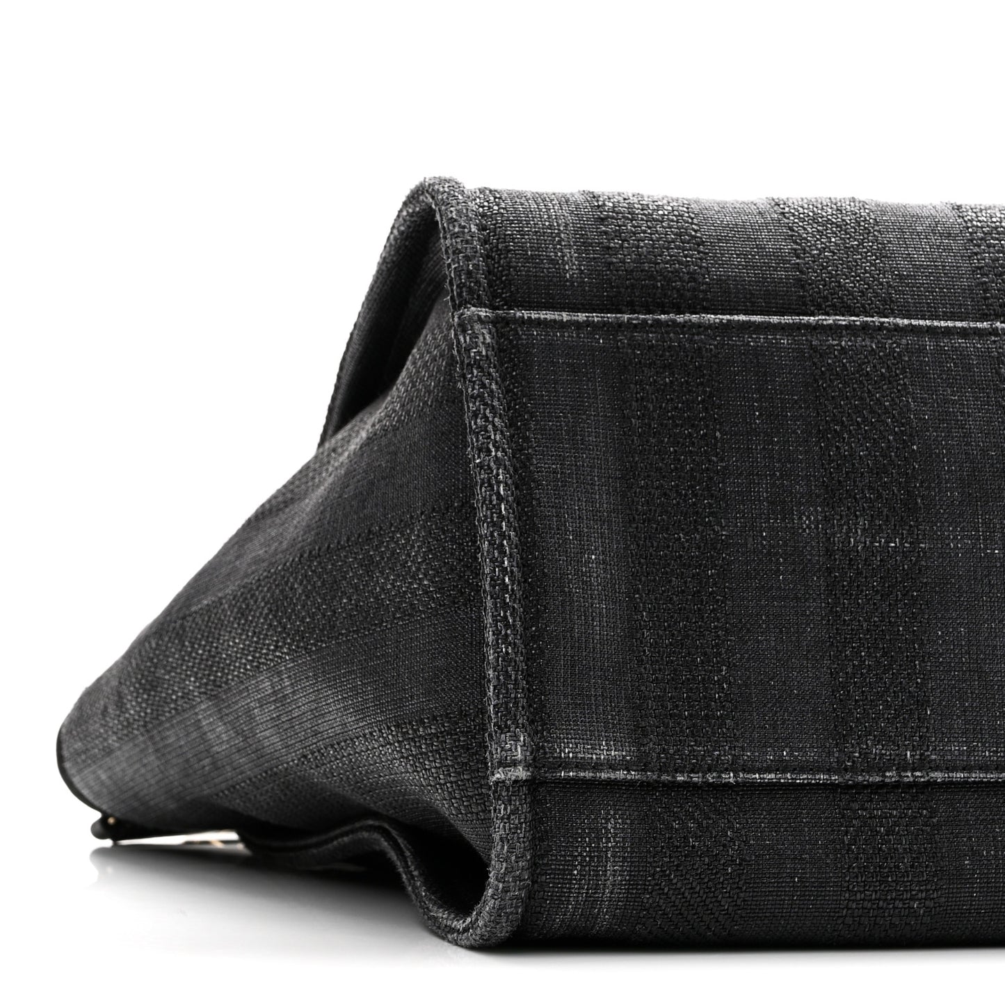 Mixed Fibers Calfskin Striped Medium Deauville Tote Black