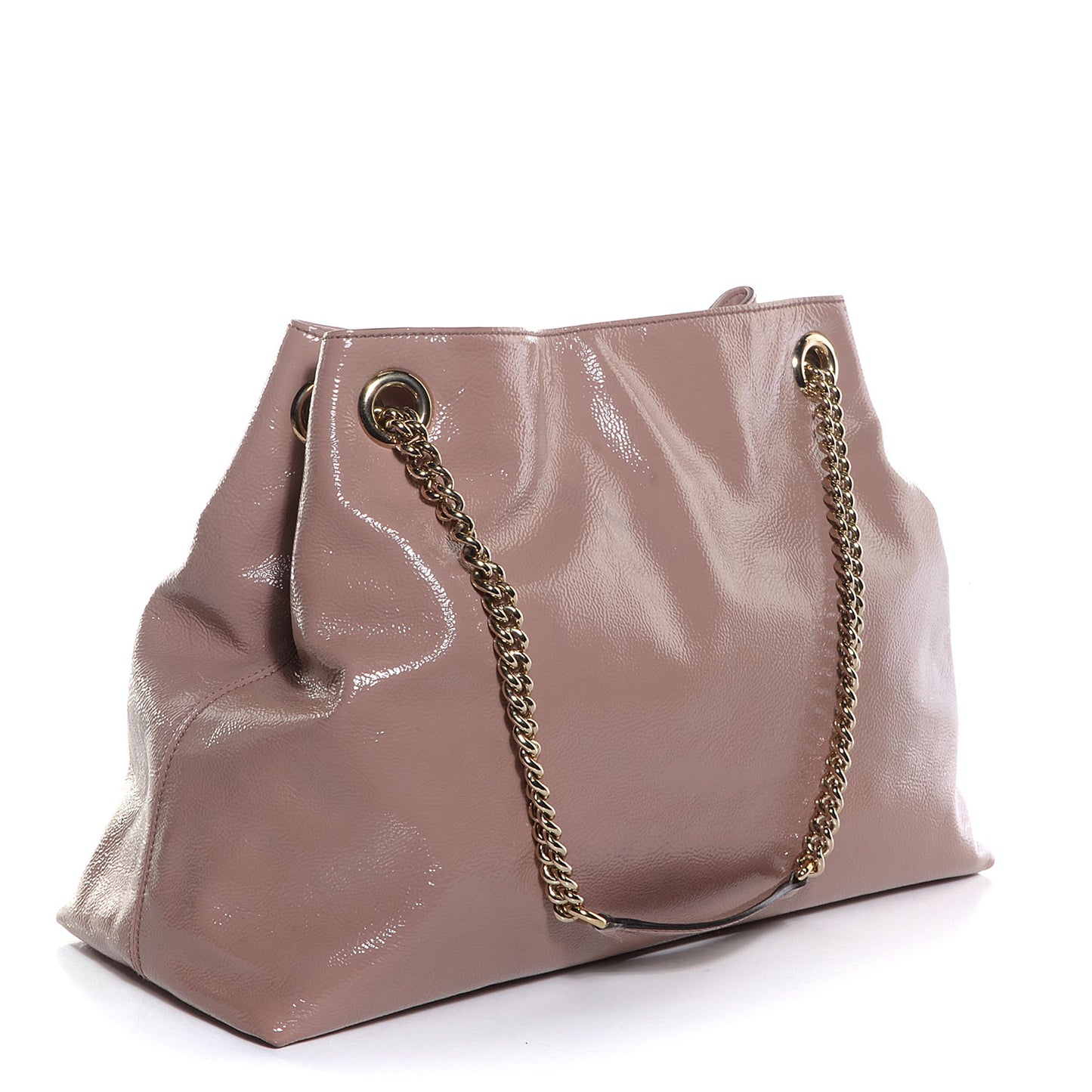 Patent Medium Soho Chain Shoulder Bag Dark Cipria