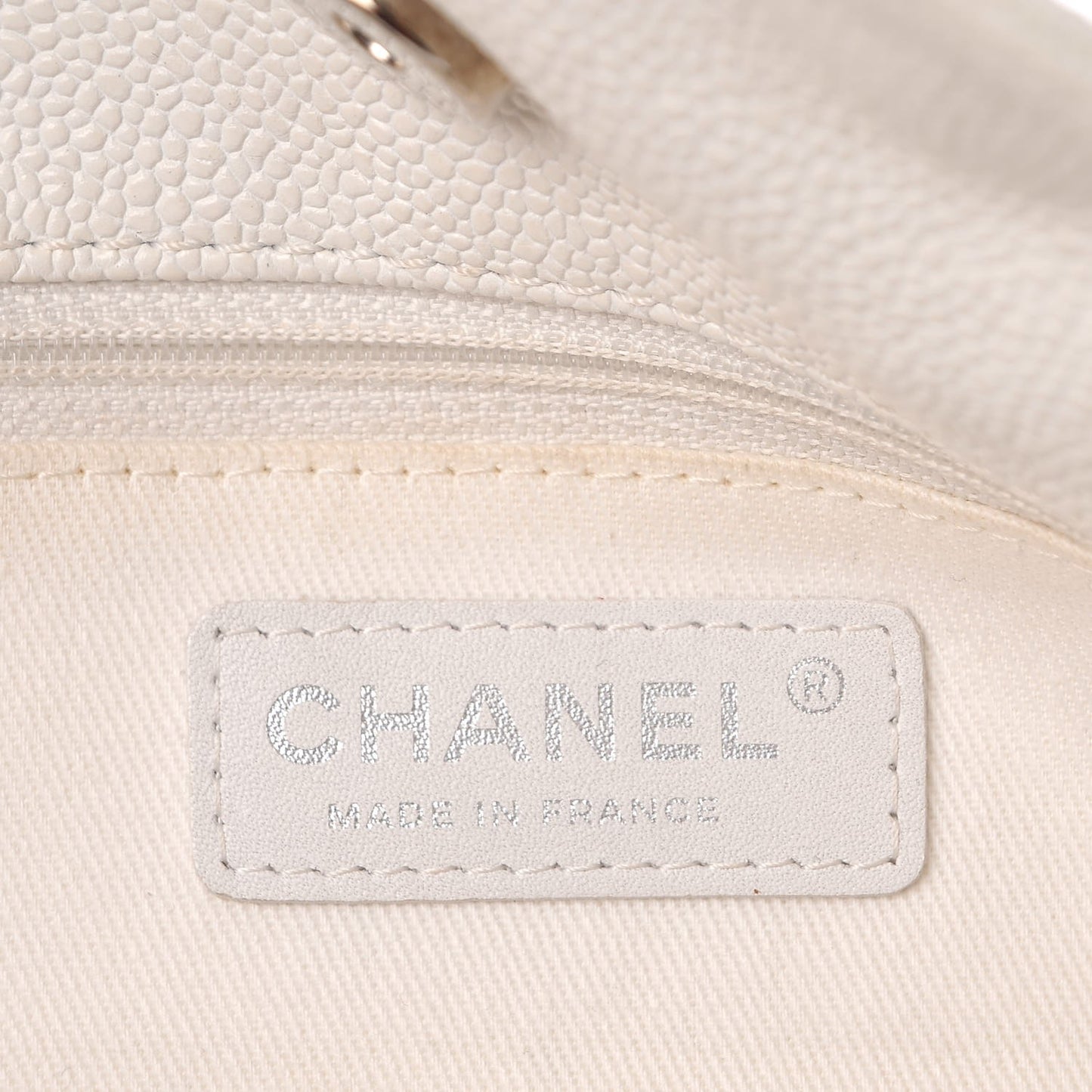 Crumpled Grained Calfskin Drawstring Tote White