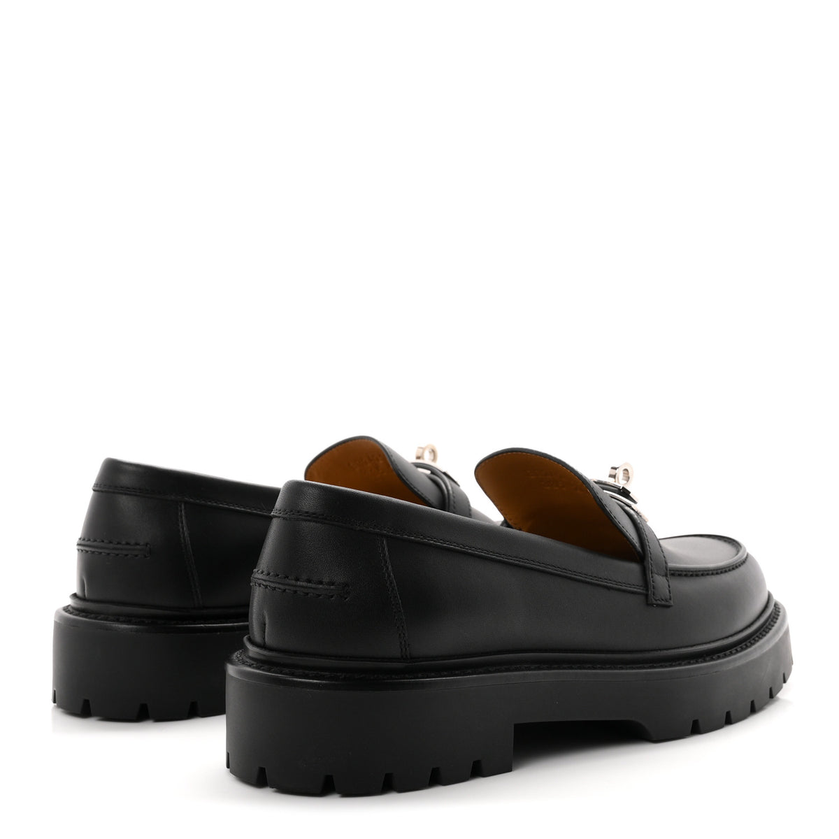 Calfskin Womens Icone Loafers 38.5 Black