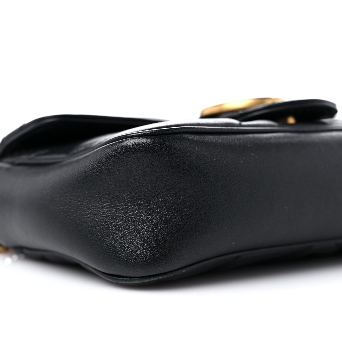 Calfskin Matelasse Super Mini GG Marmont Shoulder Bag Black